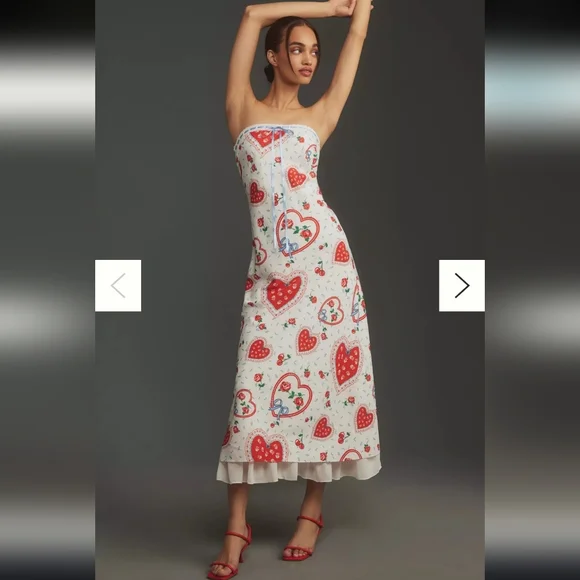 NWOT" For Love & Lemons Daisy Mae Strapless Midi Dress - Picture 2 of 9